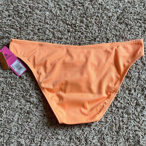 NWT! Juniors' Ninety-Nine° Orange High Leg V-Waist Cheeky Bikini Bottoms Size Lg - Picture 2 of 6